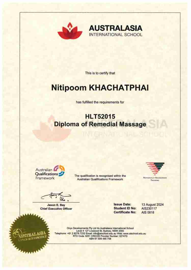 Diploma of Remedial Massage