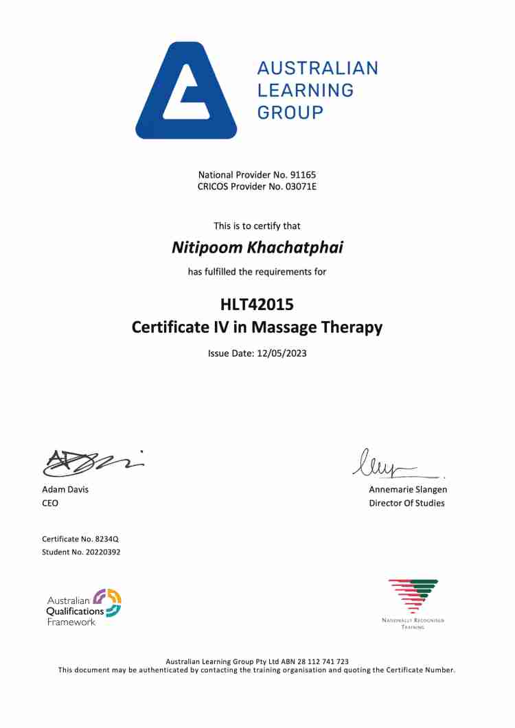 Certificate IV in Massage Therapy